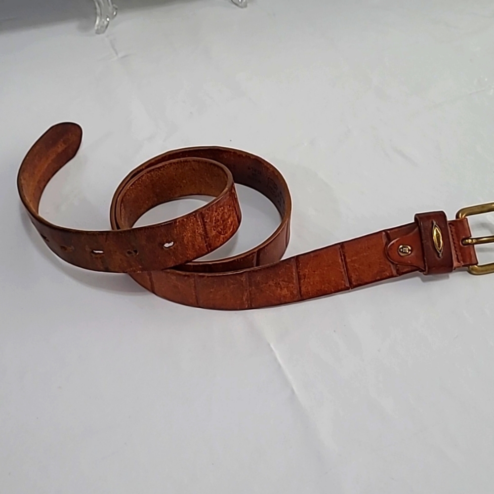 Men's Leather Belt, Cognac, Size 37 1/2", 45", 1 1/4